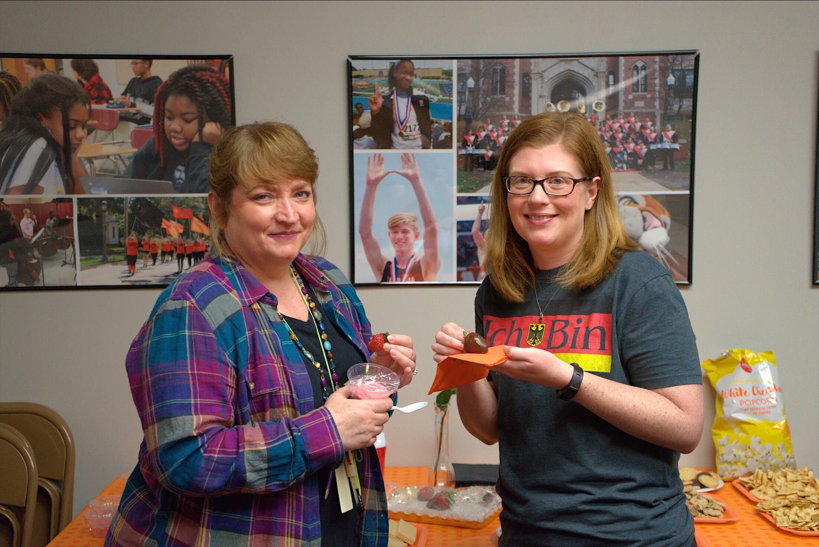 UHS teachers indulging in community-donated treats