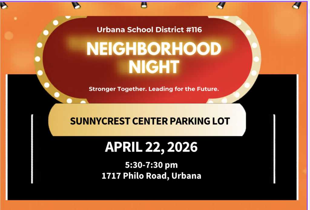 Neighborhood night on April 22, 2026 form 5:30-7:30 p.m.